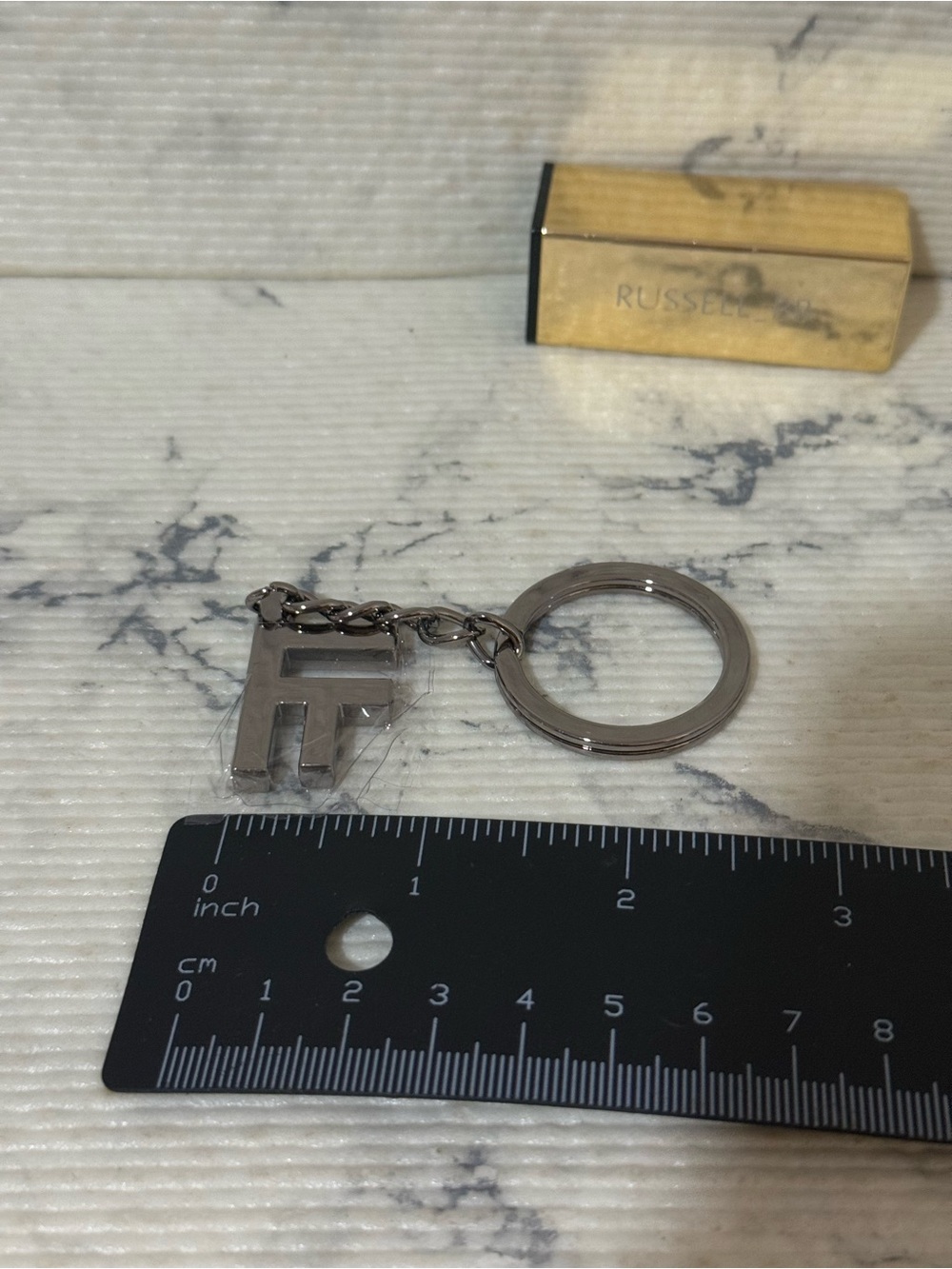Tom Ford Beauty Metallic Gunmetal TF Logo Keychain - Picture 6 of 7